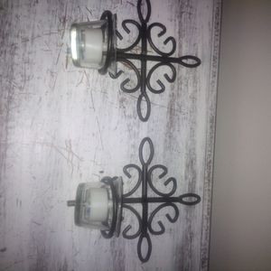 Pair of wall hanging candle holders